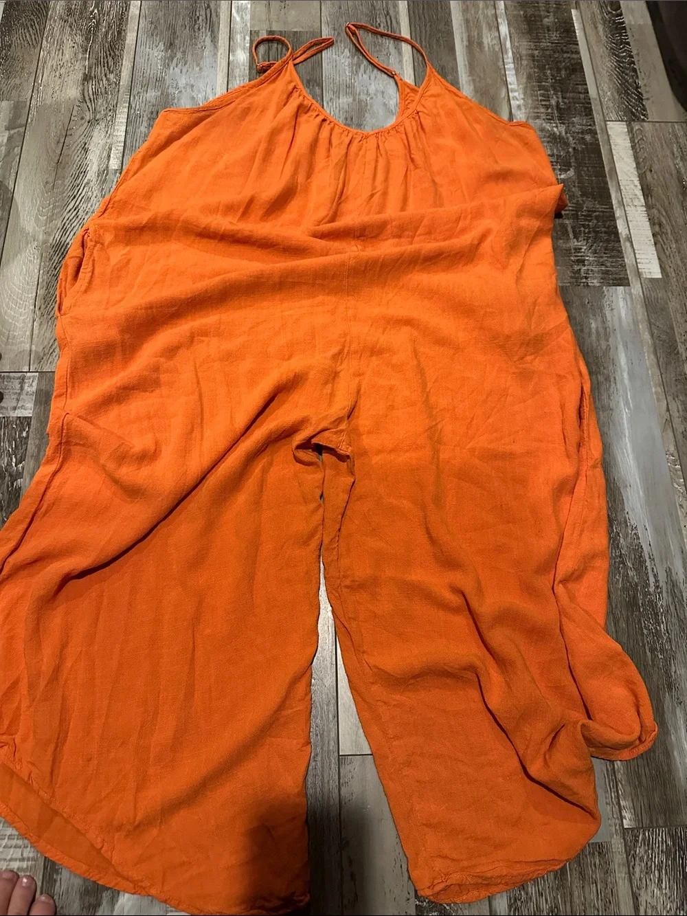 Bright Orange Spaghetti-Strap Wide-Leg Jumpsuit - Picture 1 of 3